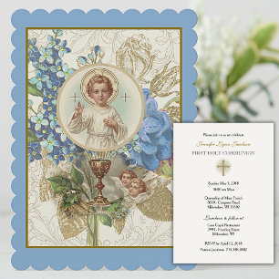Traditional Catholic Vintage Communion Invitation