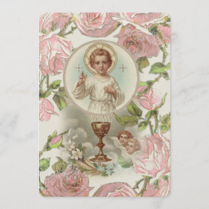 Traditional Catholic Vintage Communion Invitation