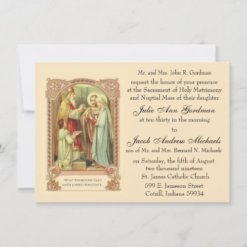 Traditional Catholic Vintage Religious Wedding Invitation