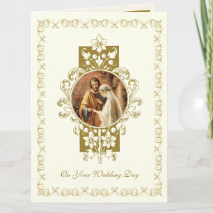 Traditional Catholic Vintage Wedding Elegant Card