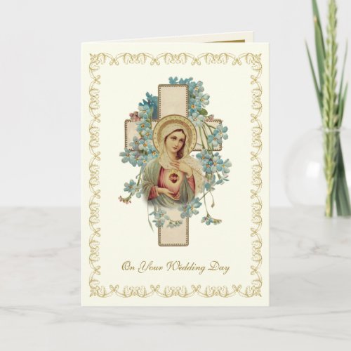 Traditional Catholic Vintage Wedding Elegant Card