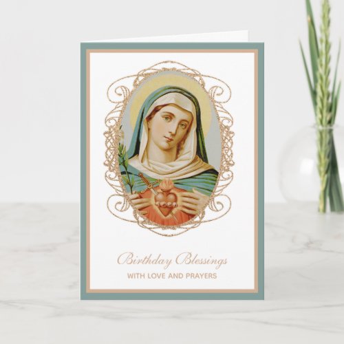 Traditional Catholic Virgin Mary Birthday Prayer Card