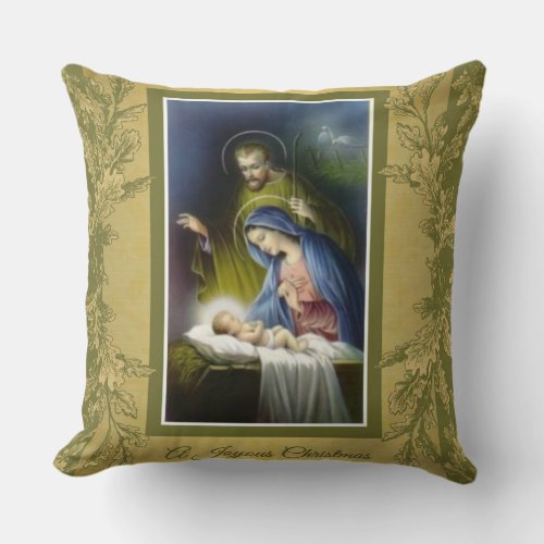 Traditional Catholic Virgin Mary Joseph Jesus Throw Pillow