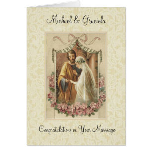Traditional Catholic Virgin Mary Joseph Wedding Cards