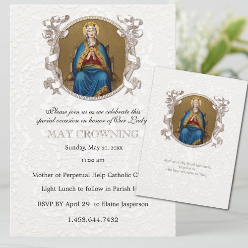 Traditional Catholic Virgin Mary May Crowning Invitation