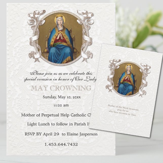 Traditional Catholic Virgin Mary May Crowning Invitation (Creator Uploaded)