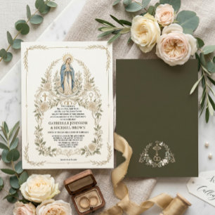 Traditional Catholic Virgin Mary Nuptial Mass  Invitation
