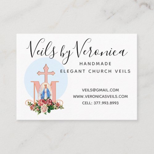 Traditional Catholic Virgin Mary Religious Roses Business Card