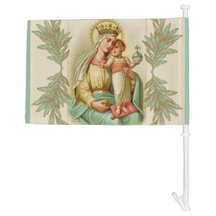 Traditional Catholic Virgin Mary St. Joseph Jesus Car Flag