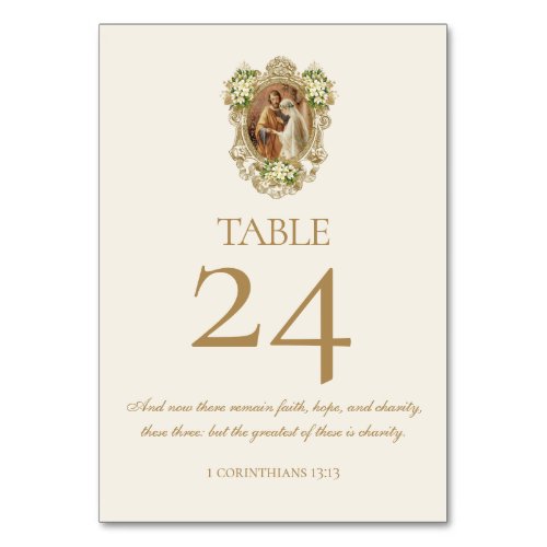 Traditional Catholic Wedding Betrothal Mary Joseph Table Number
