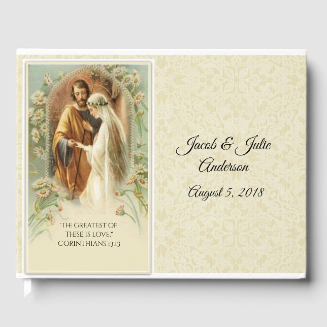 Traditional Catholic Wedding Blessed Virgin Mary Guest Book (Front)