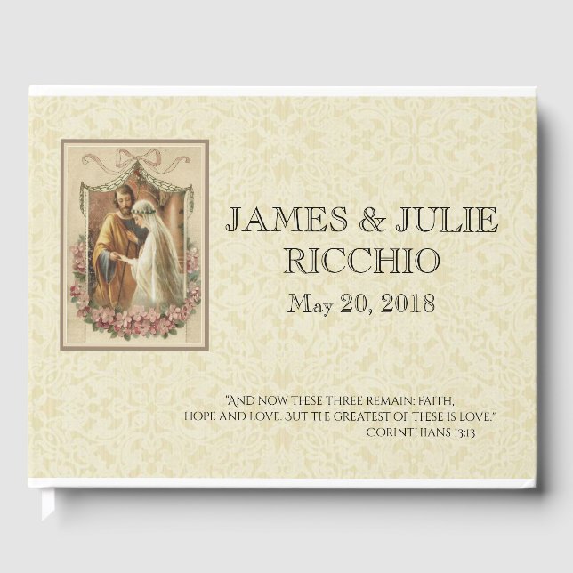 Traditional Catholic Wedding Blessed Virgin Mary Guest Book (Front)