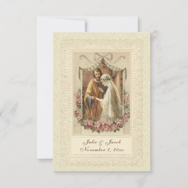 Traditional Catholic Wedding Bride Groom Invitation (Front)