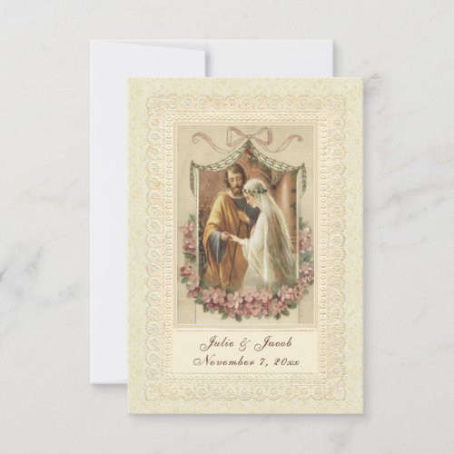 Traditional Catholic Wedding Bride Groom Invitation