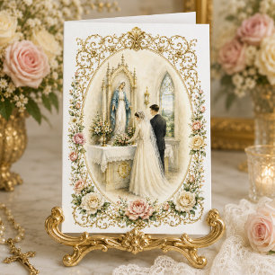 Traditional Catholic Wedding Congratulations Card