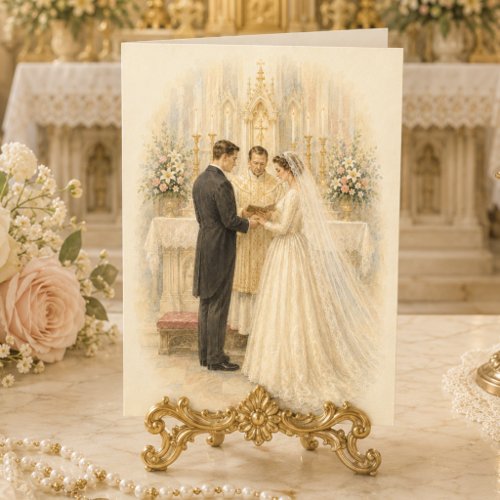 Traditional Catholic Wedding Congratulations  Card