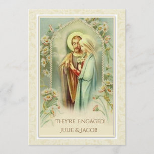 Traditional Catholic Wedding Engagement Bridal Invitation