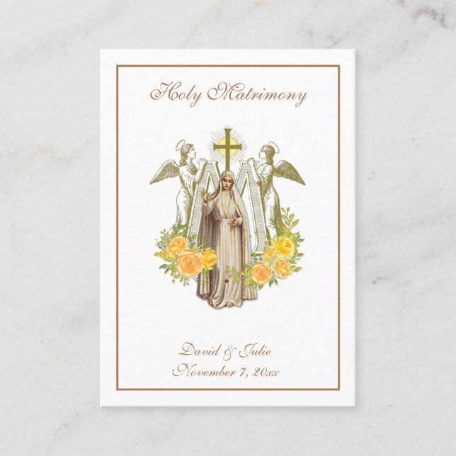 Traditional Catholic Wedding Favor Holy Card (Front)