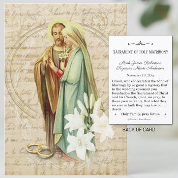 Traditional Catholic Wedding Favor Holy Card by ShowerOfRoses at Zazzle