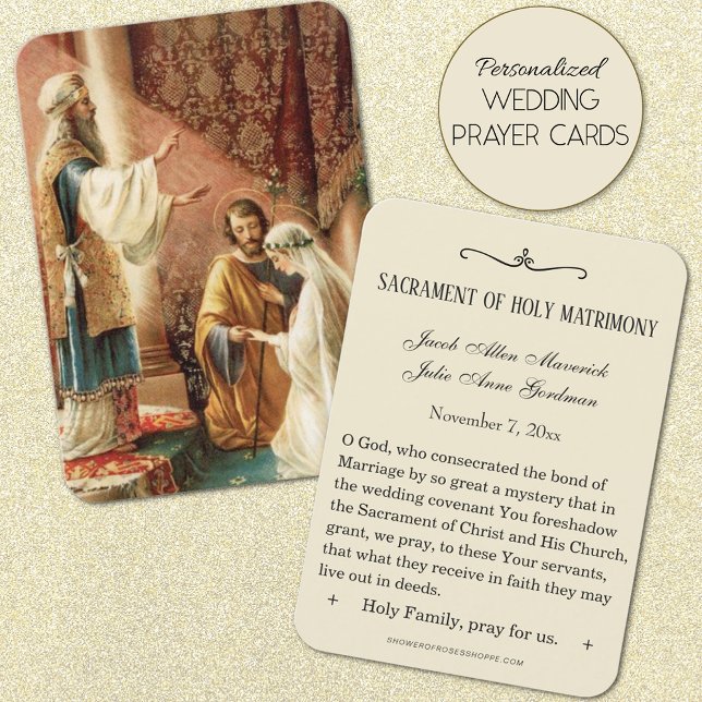 Traditional Catholic Wedding Favor Holy Card (Personalized Traditional Catholic Wedding Prayer Cards)