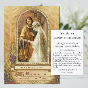 Traditional Catholic Wedding Favor Holy Card