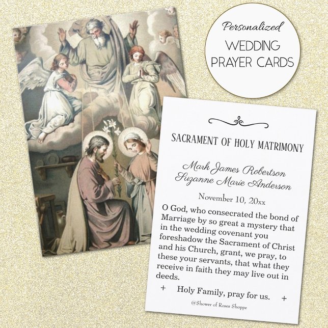 Traditional Catholic Wedding Favor Holy Card (Traditional Catholic Wedding Personalized Prayer Cards)