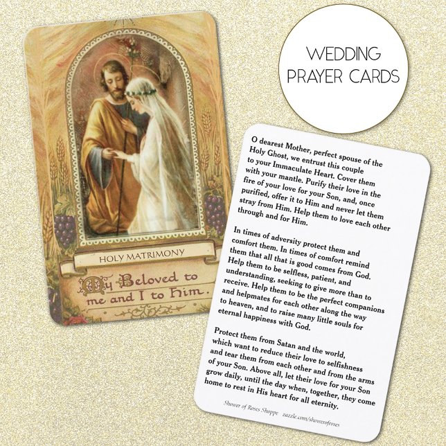 Traditional Catholic Wedding Favor Holy Card (Beautiful Traditional Catholic Wedding Prayer Cards)
