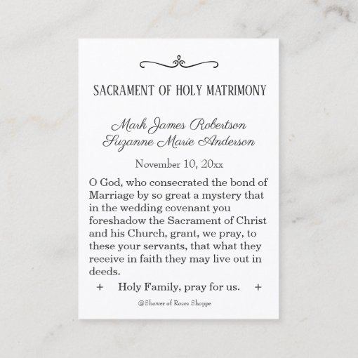 Traditional Catholic Wedding Favor Holy Card | Zazzle