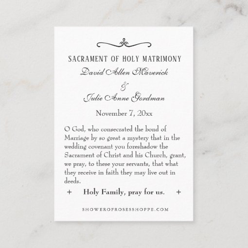 Traditional Catholic Wedding Favor Holy Card | Zazzle