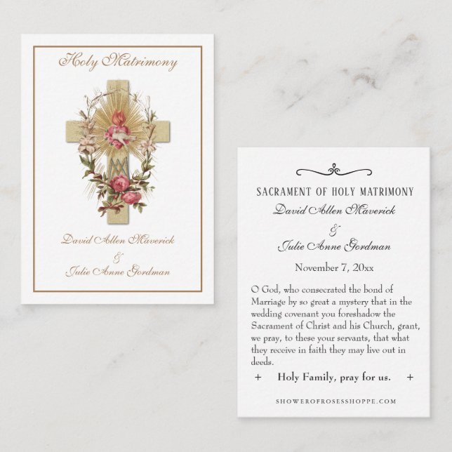 Traditional Catholic Wedding Favor Holy Card (Front/Back)