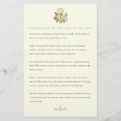 Traditional Catholic Wedding Guest Attire Card
