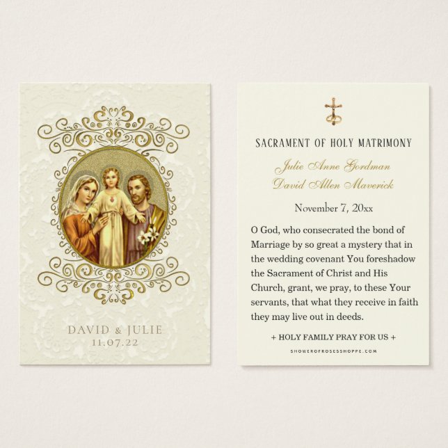 Traditional Catholic Wedding Holy Card (Front & Back)