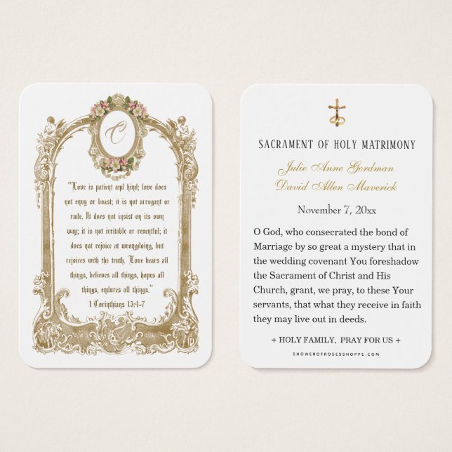 Traditional Catholic Wedding Holy Card (Front & Back)
