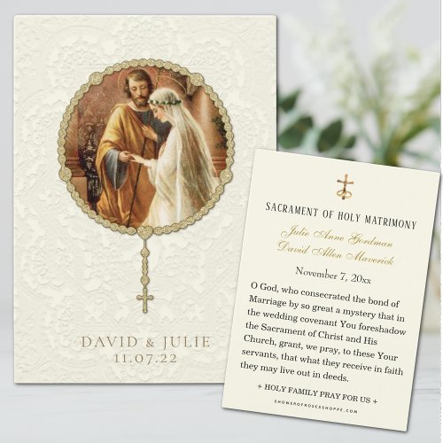 Traditional Catholic Wedding Holy Card