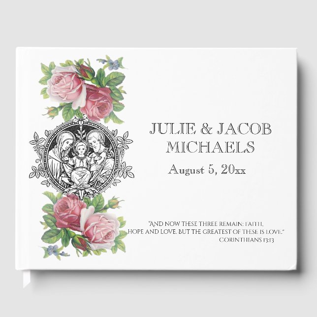 Traditional Catholic Wedding Holy Family Guest Book (Front)