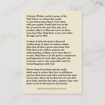 Traditional Catholic Wedding Prayer Holy Card | Zazzle