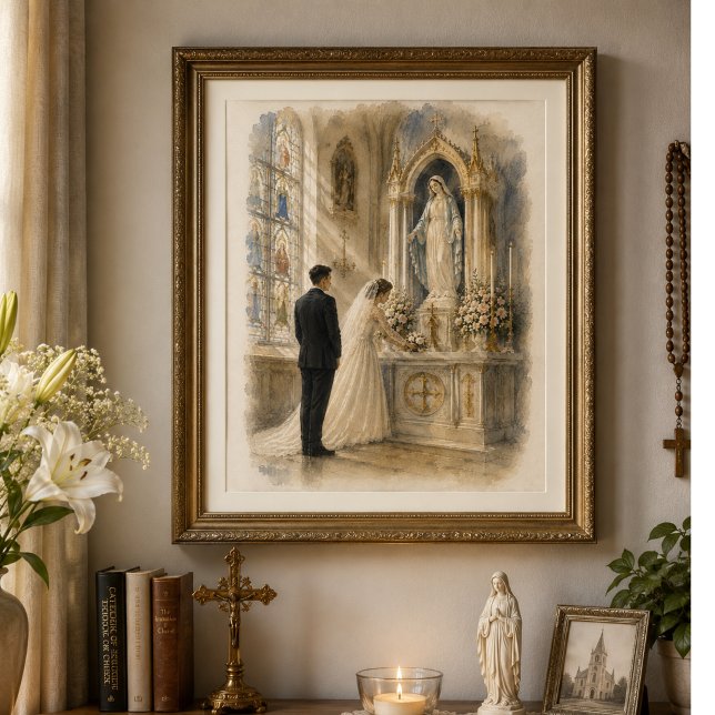 Traditional Catholic Wedding Side Altar Watercolor Poster (Creator Uploaded)