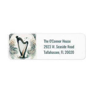 Traditional Celtic Harp St. Patrick's Day Party Label