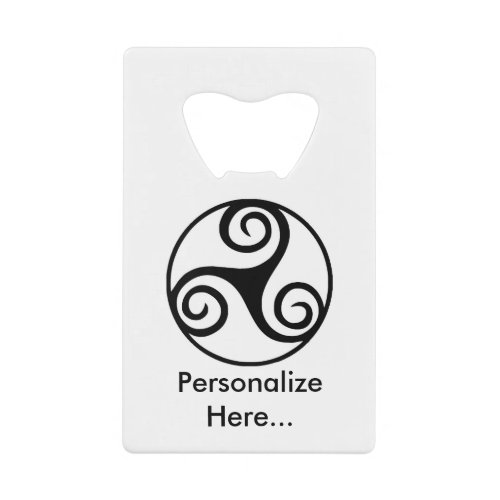 Traditional Celtic Triskele Design  Credit Card Bottle Opener