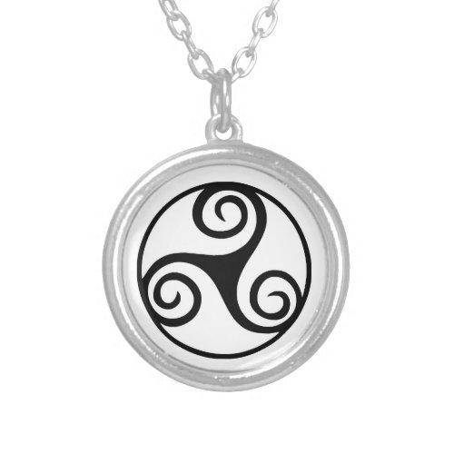 Traditional Celtic Triskele Design  Silver Plated Necklace