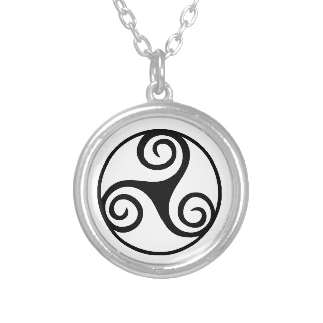 Traditional Celtic Triskele Design  Silver Plated Necklace (Front)
