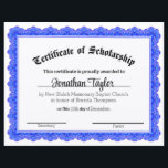 Traditional Certificate of Scholarship<br><div class="desc">This is a cerfificate of scholarship.  Generally for a church,  but can be used for other things also.</div>