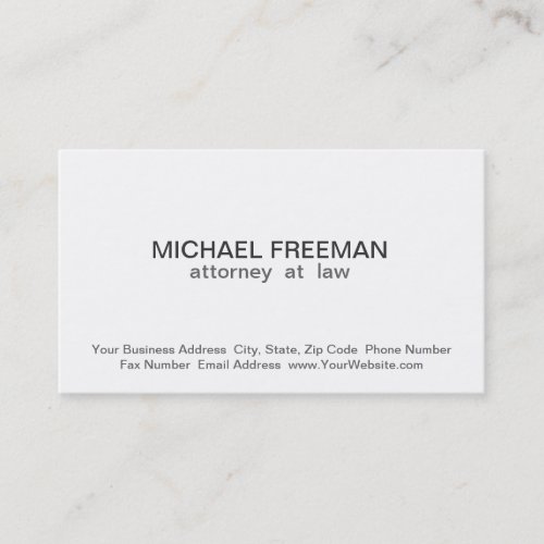 Traditional Chic White Attorney Business Card