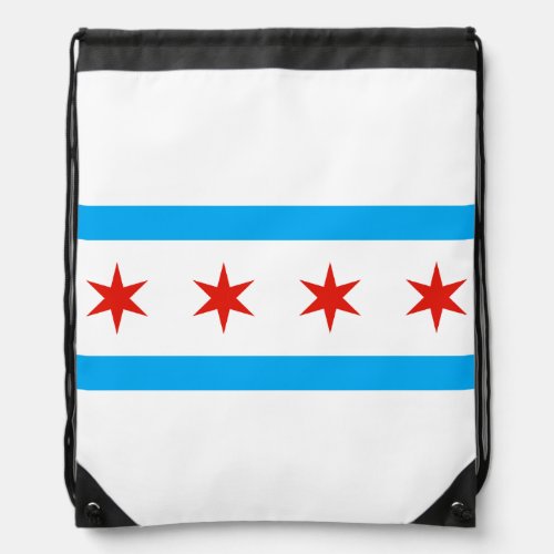 Traditional Chicago flag Drawstring Bag