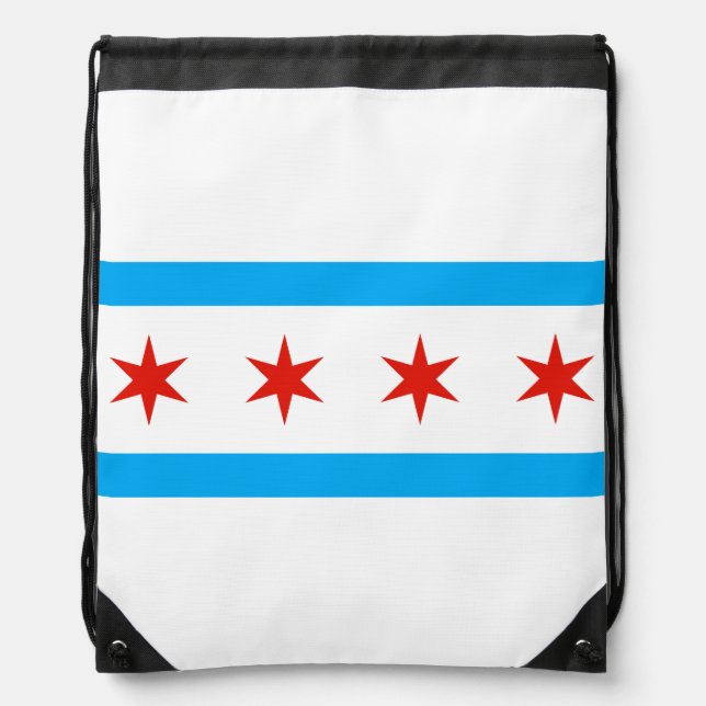 Traditional Chicago flag Drawstring Bag (Front)