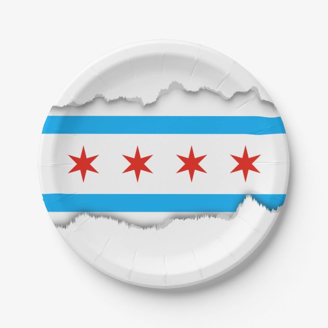 Traditional Chicago flag Paper Plates (Front)