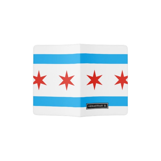 Traditional Chicago flag Passport Holder (Opened)