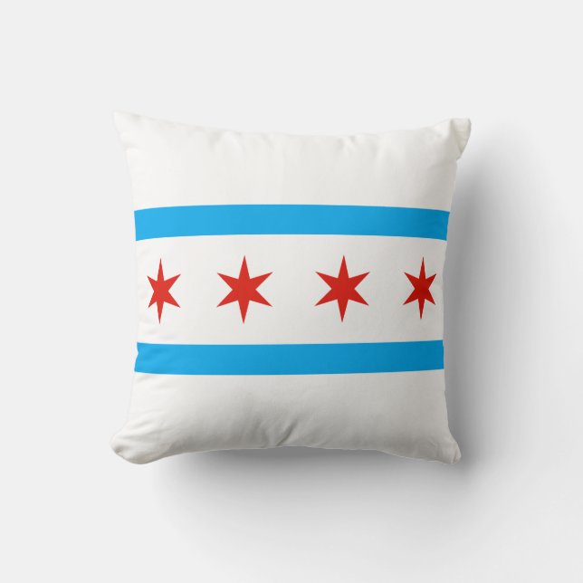 Traditional Chicago flag Throw Pillow (Front)