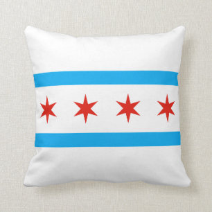 Traditional Chicago flag Throw Pillow