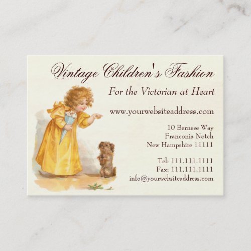 Traditional Children's Clothing Shop, Vintage Fash Business Card